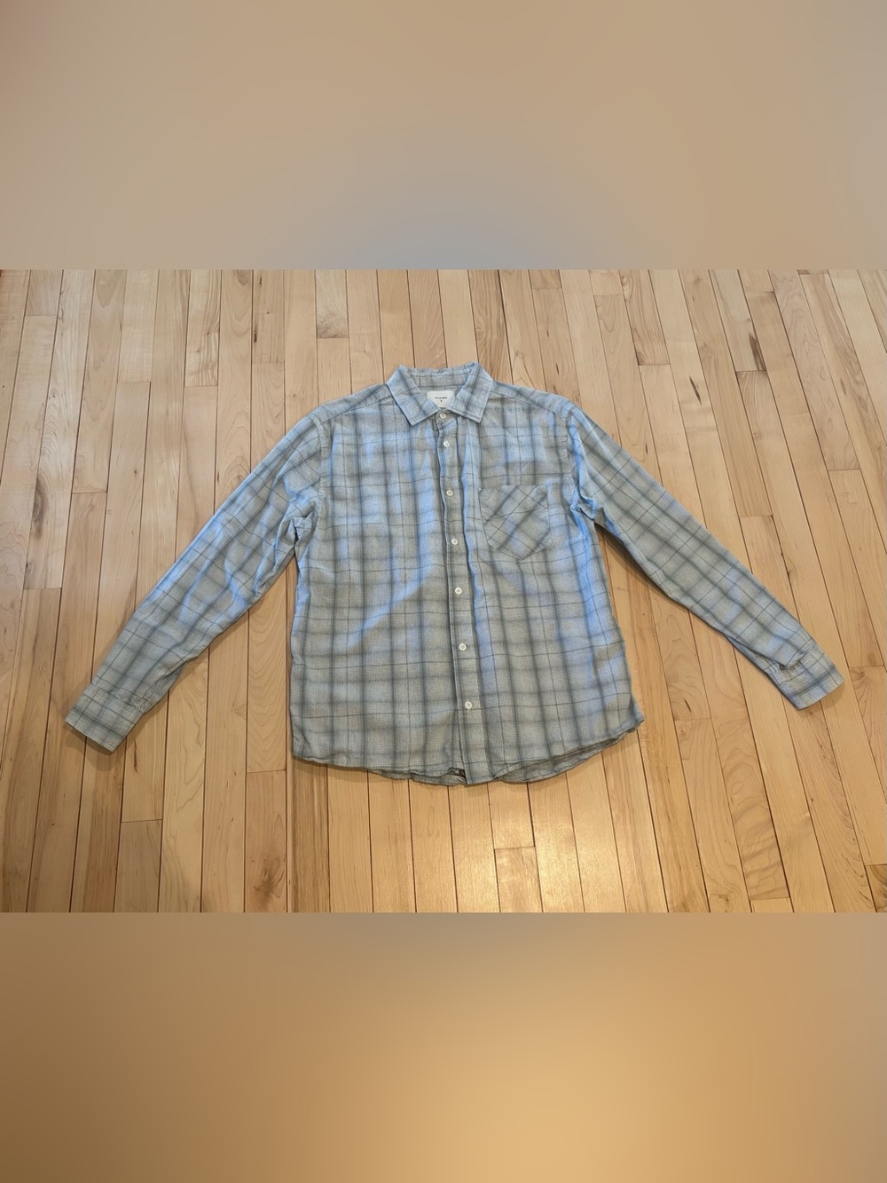 Billy Reid John T Standard Fit Melange Plaid Button-Up Shirt Blue Medium